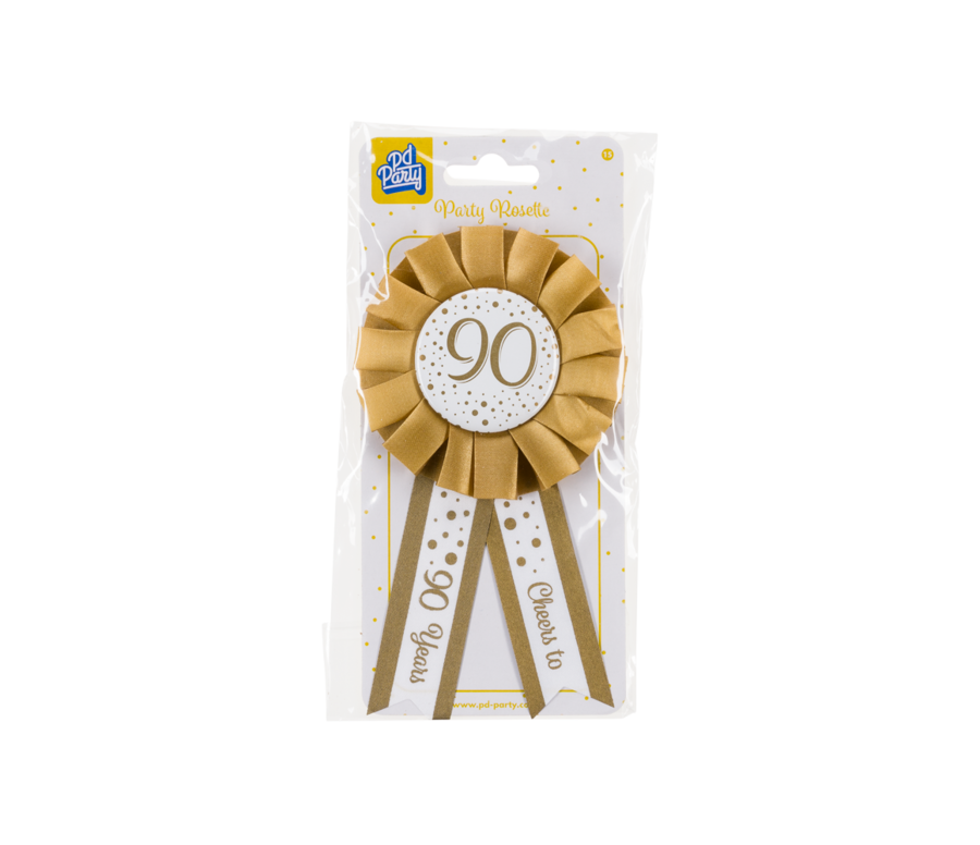 Rozet goud / wit - 90 jaar