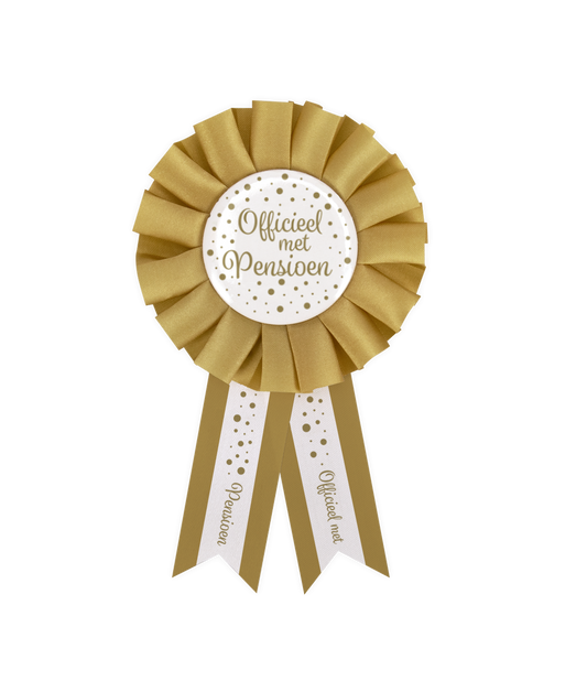 Rozet goud / wit - Officieel met Pensioen
