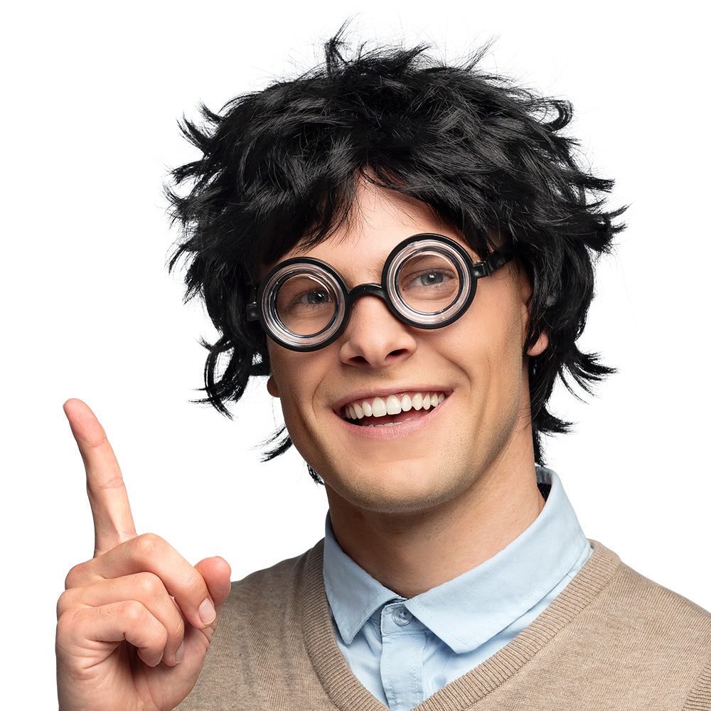 Zwarte partybril Nerd met dik montuur