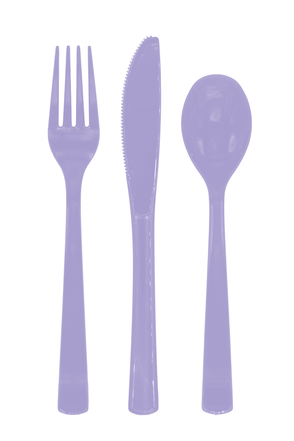 Plastic bestek in lavendel: vork, mes en lepel uit een set van 18 delen