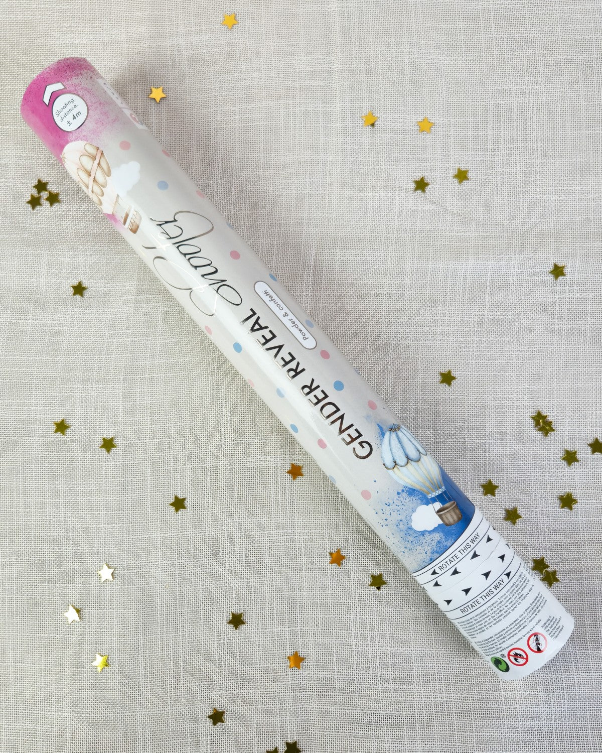 Powder shooter gender reveal blauw (40 cm) - foto 2