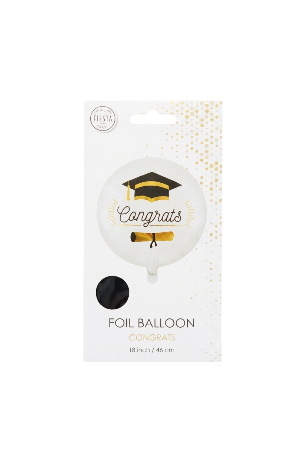 Folie Ballon Congrats Afstudeerpet Wit Goud - 46 cm