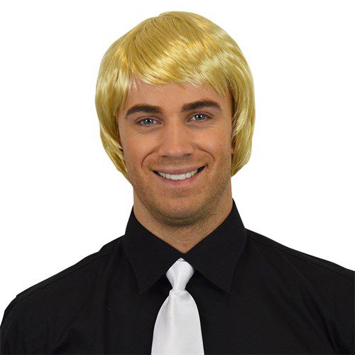 Pruik heren steil blond