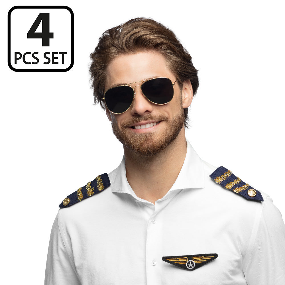Set Piloot met partybril, badge en schouderstukken - foto 2