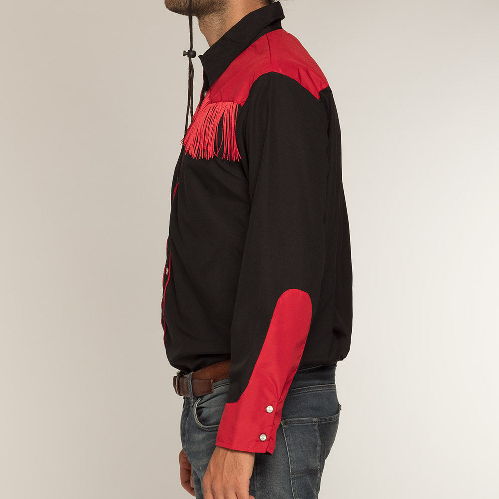 Geruit western-overhemd in zwart met rood - foto 2