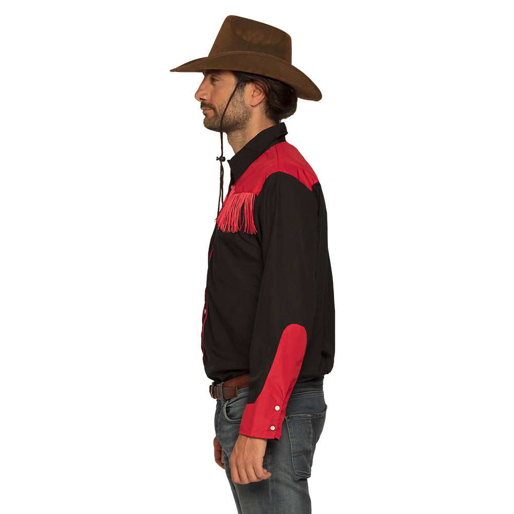 Geruit western-overhemd in zwart met rood - foto 3