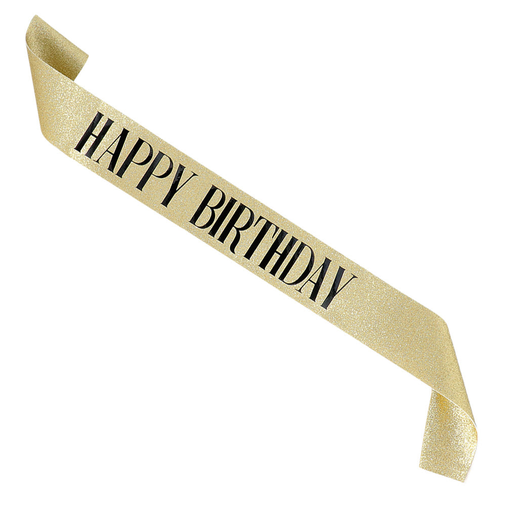 Gouden sjerp met tekst Happy Birthday - foto 3