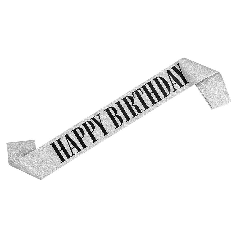 Zilveren sjerp met tekst Happy Birthday - foto 2