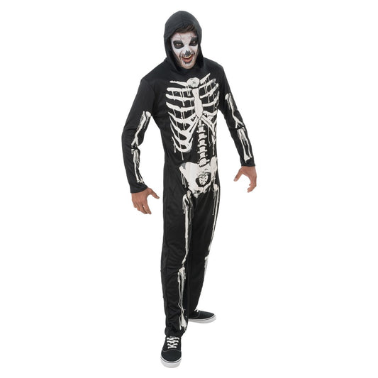 Zwarte overall met wit skeletprint