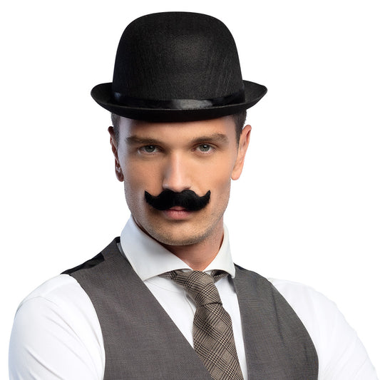 Zwarte smalle plaksnor Gentleman