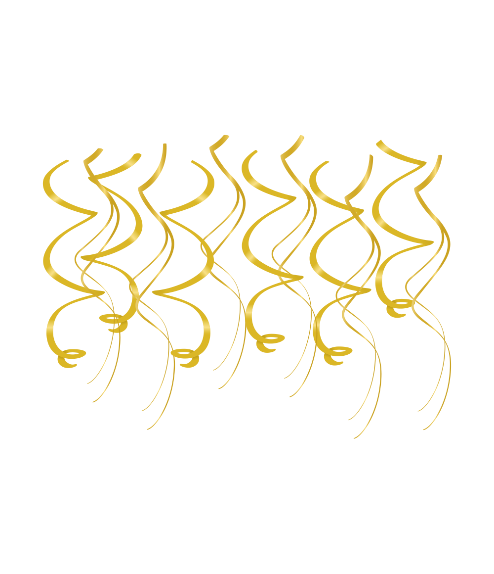 Hangdecoratie swirls goud 12 stuks