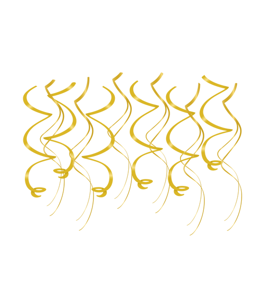 Hangdecoratie swirls goud 12 stuks