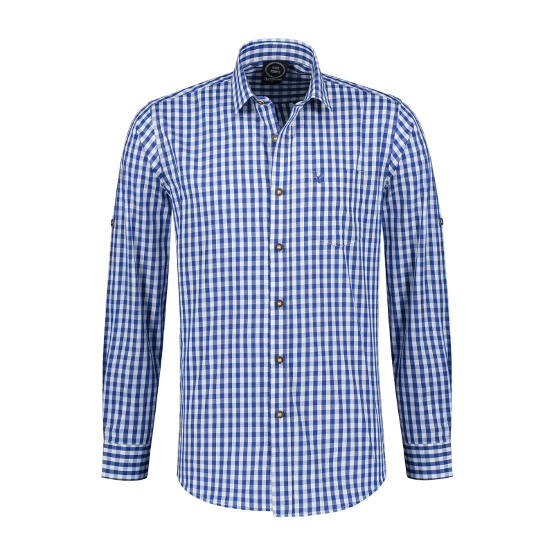 Blauw-wit geruit trachten overhemd, heren