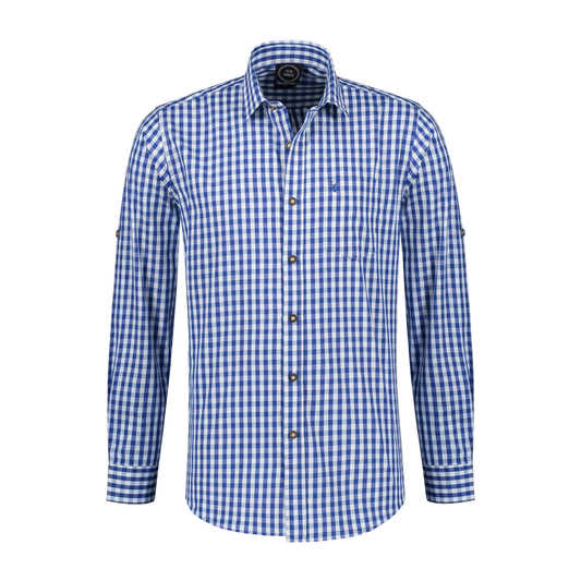 Blauw-wit geruit trachten overhemd, heren