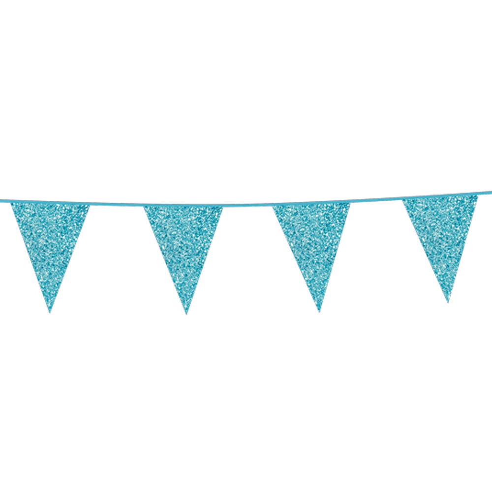 Vlaggenlijn Babyblauw Glitter 6 meter