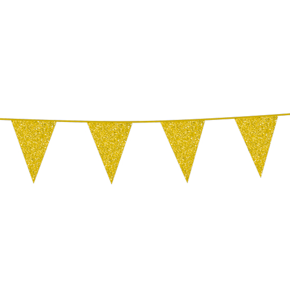 Vlaggenlijn Goud Glitter 6 meter