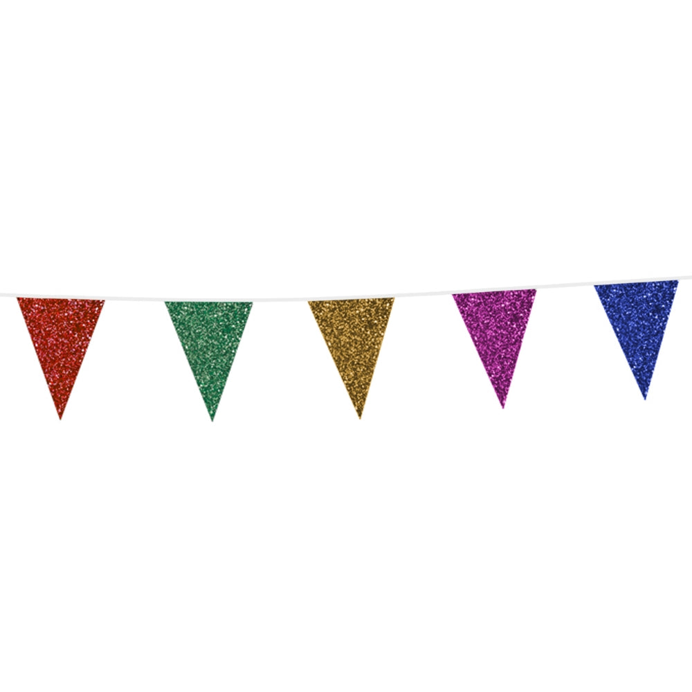 Vlaggenlijn Multikleur Glitter 6 meter