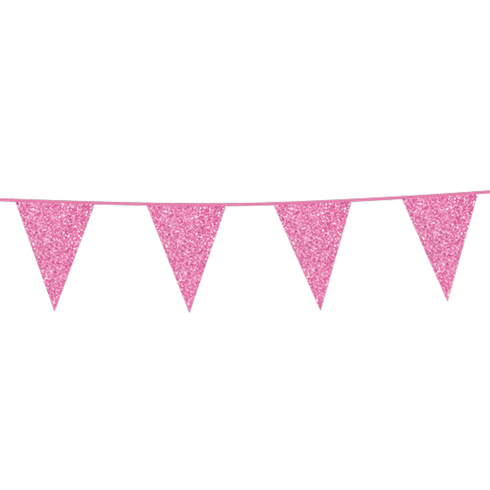 Vlaggenlijn Roze Glitter 6 meter