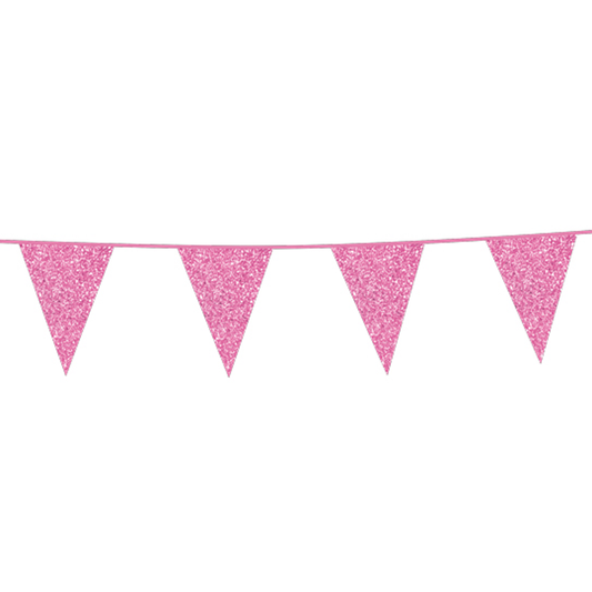 Vlaggenlijn Roze Glitter 6 meter