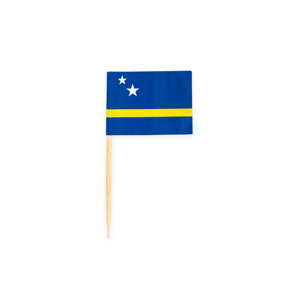 Cocktailprikkers met de vlag van Curaçao, 50 stuks