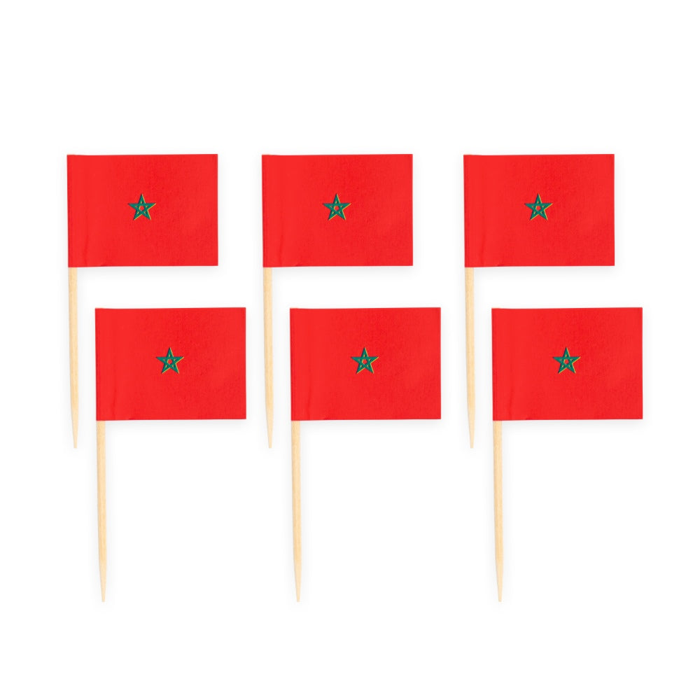 Cocktailprikkers met de vlag van Marokko, 50 stuks — tweede productfoto