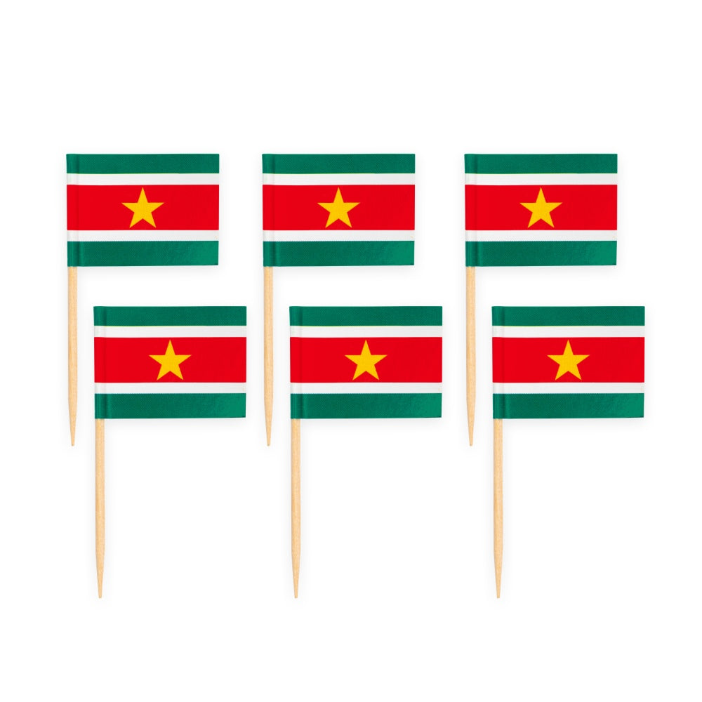Cocktailprikkers met de vlag van Suriname, 50 stuks — tweede productfoto