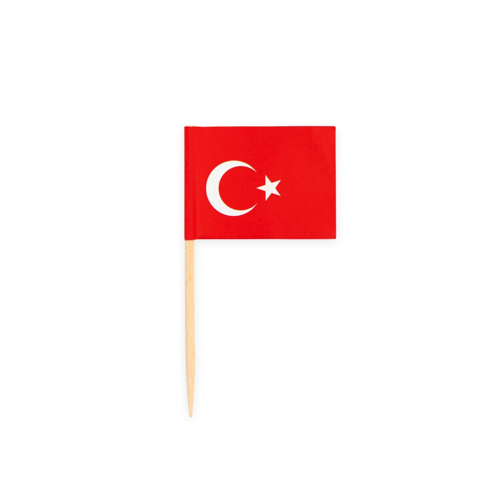 Cocktailprikkers met de vlag van Turkije, 50 stuks