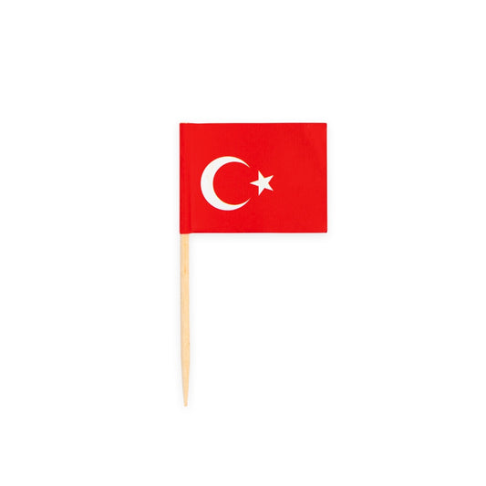 Cocktailprikkers met de vlag van Turkije, 50 stuks